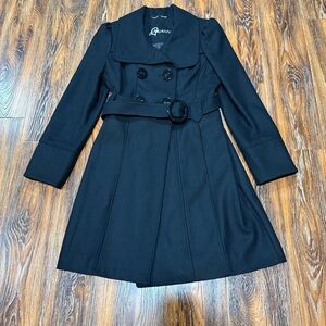 Guess Women’s Size L Black Wool Blend Double Breasted Peacoat Y2K Winter Coat